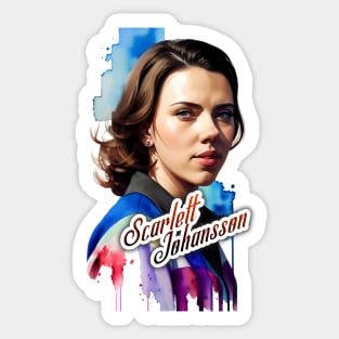 scarlett ingrid johansson watercolor hand drawing graphic design and illustration by ironpalette Sticker